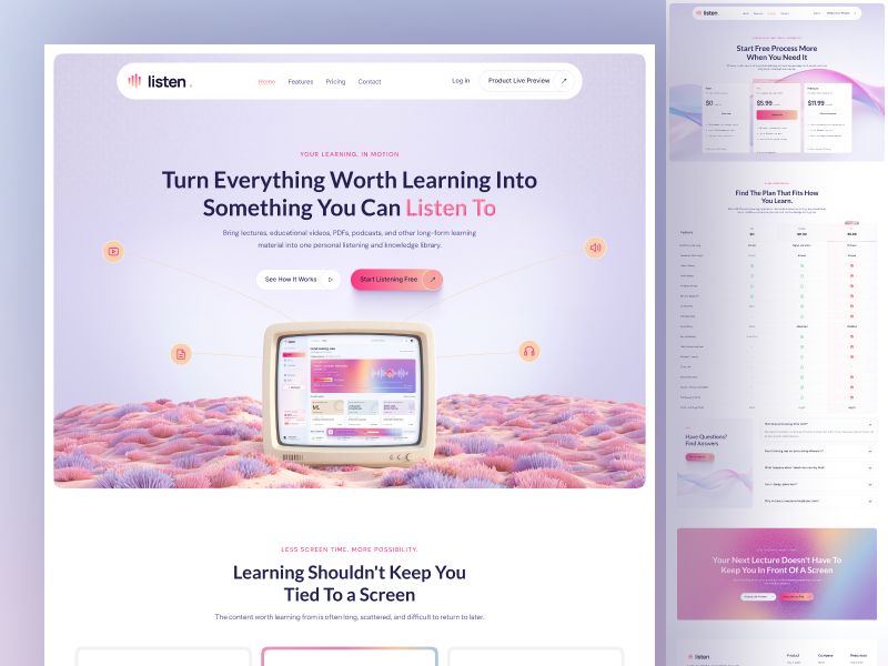 Listen - SaaS Website for an Audio-First Learning Platform
