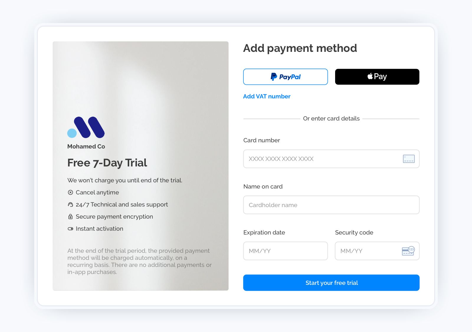 Web Payment Page Design by Mohamed Ismail