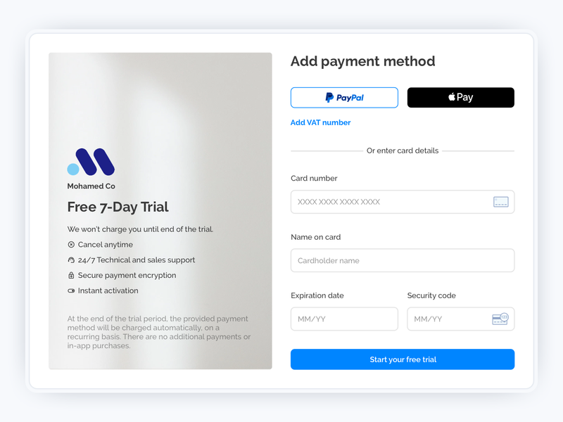 Web Payment Page Design by Mohamed Ismail
