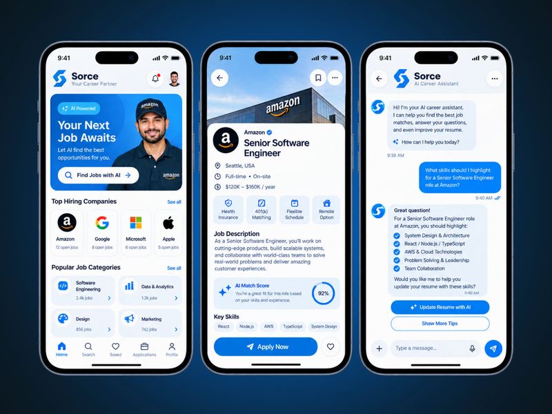 AI Job Finder App UI — Smart Career & Job Search Mobile Design
