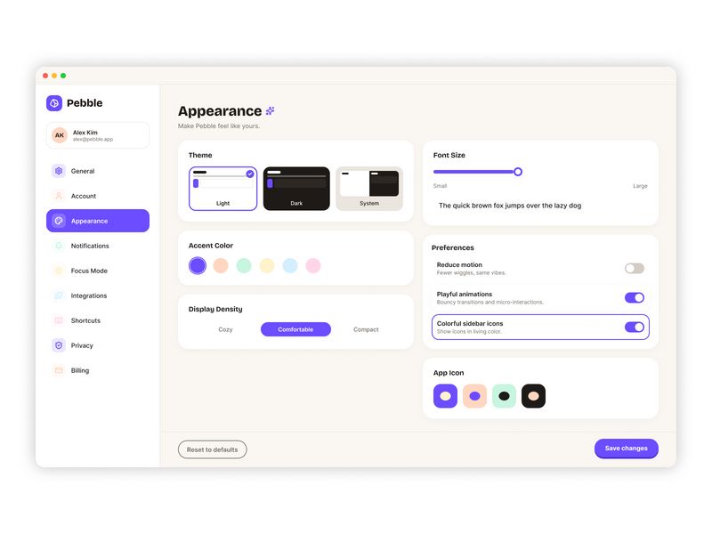 DailyUI 007 - Settings Page