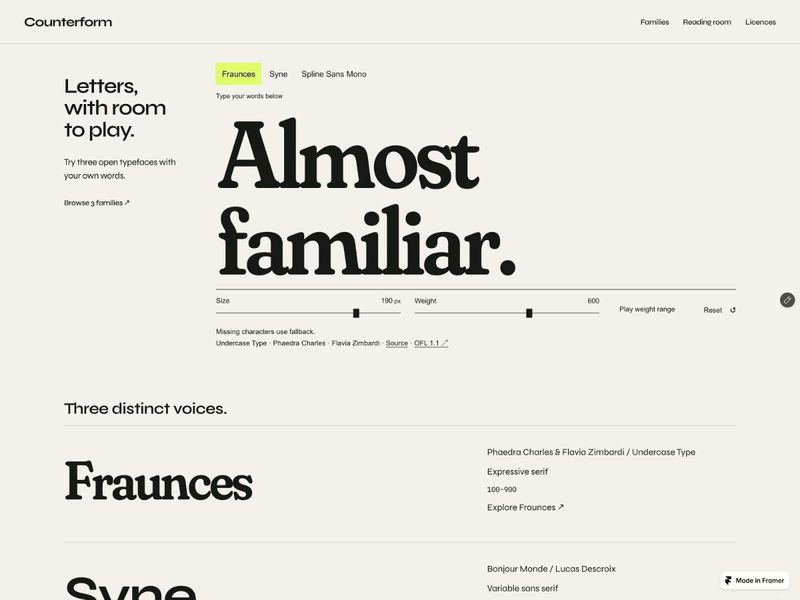 Counterform — try the type in context