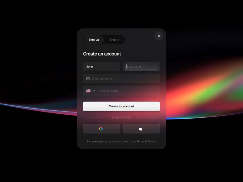 Sign up sing in login registration modal screen