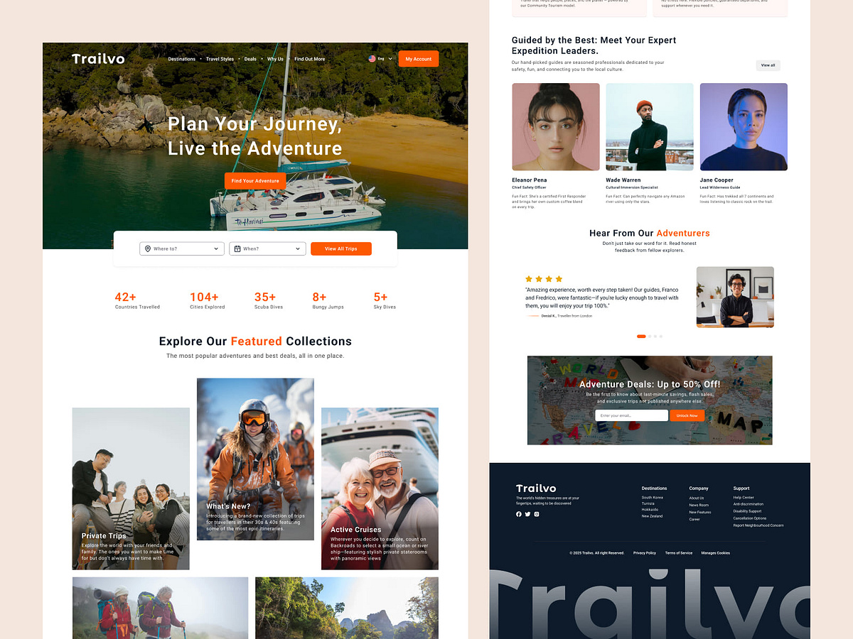 Modern Travel & Adventure Landing Page UI