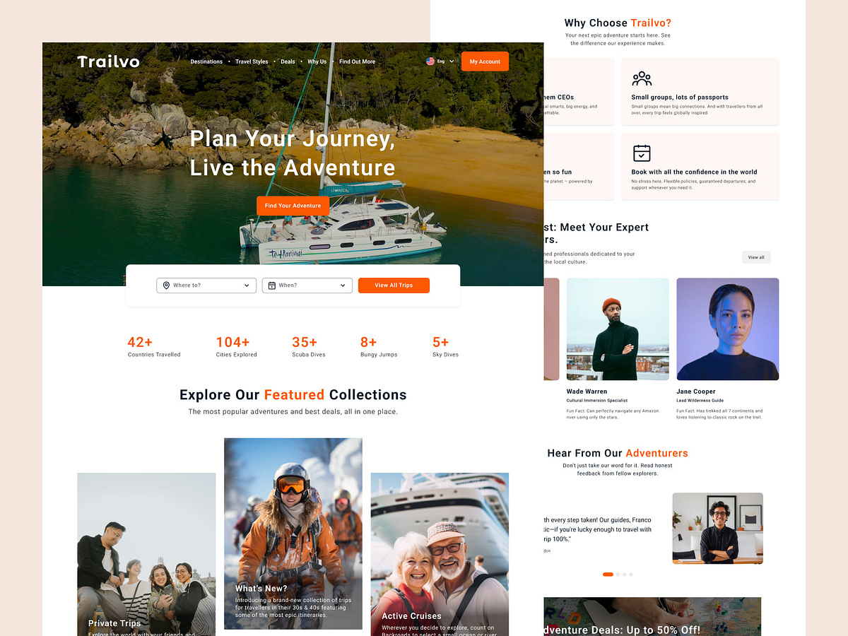 Modern Travel & Adventure Landing Page UI Image 1