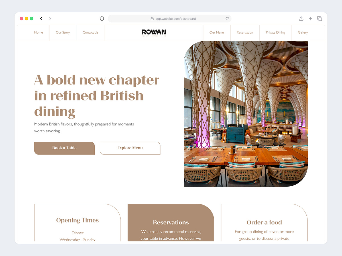 Modern British Restaurant Website UI Design