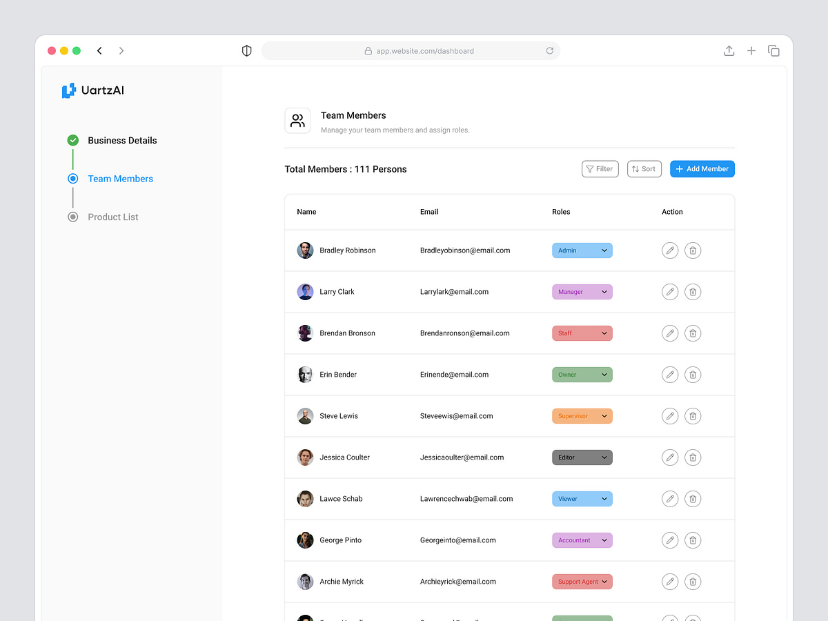 SaaS Team Management Dashboard – Admin UI Design