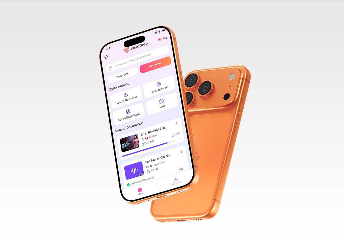 InstaDrop – Instagram Video Downloader Mobile App UI/UX Design Image 0