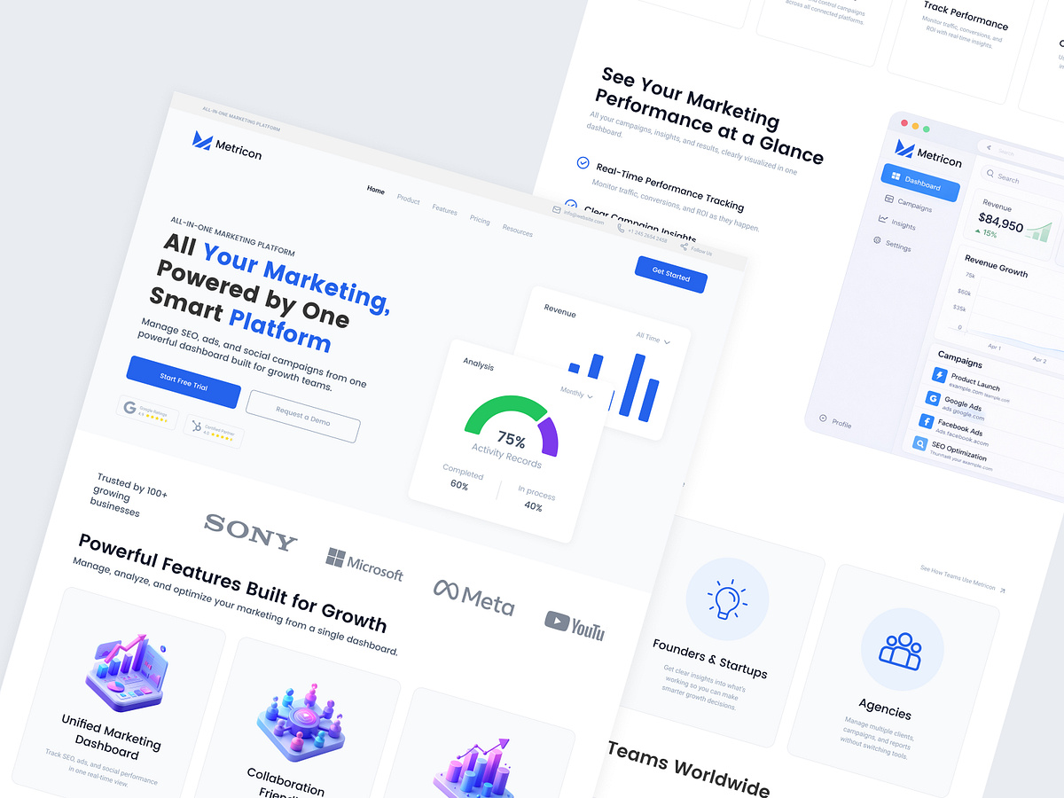 Modern SaaS Marketing Platform UI Design Image 2