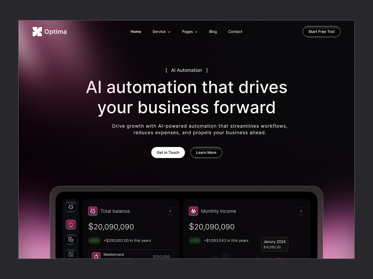 AI Automation Dashboard — Dark SaaS Platform UI