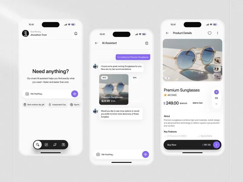 AI Shopping Assistant | E-commerce Mobile App UI
