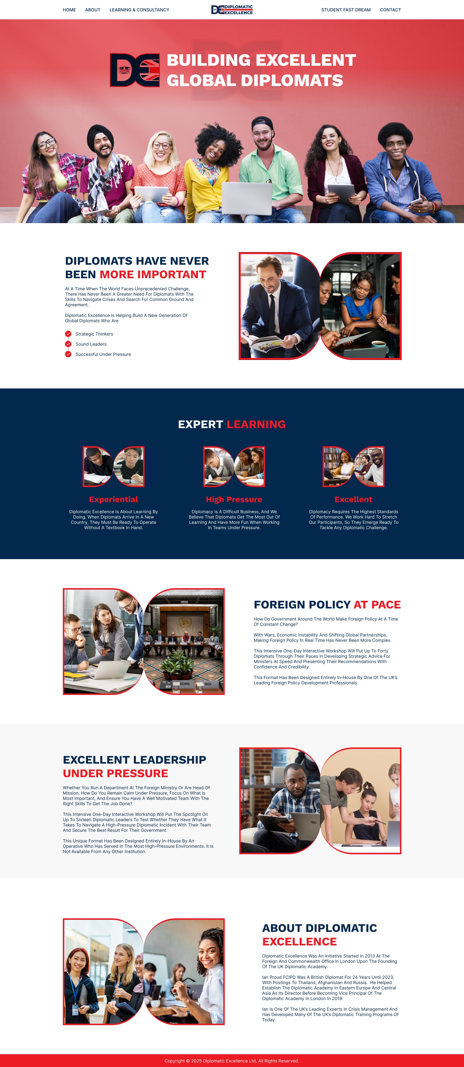 Diplomatic Excellence | Educational Platform UI Design Image 0
