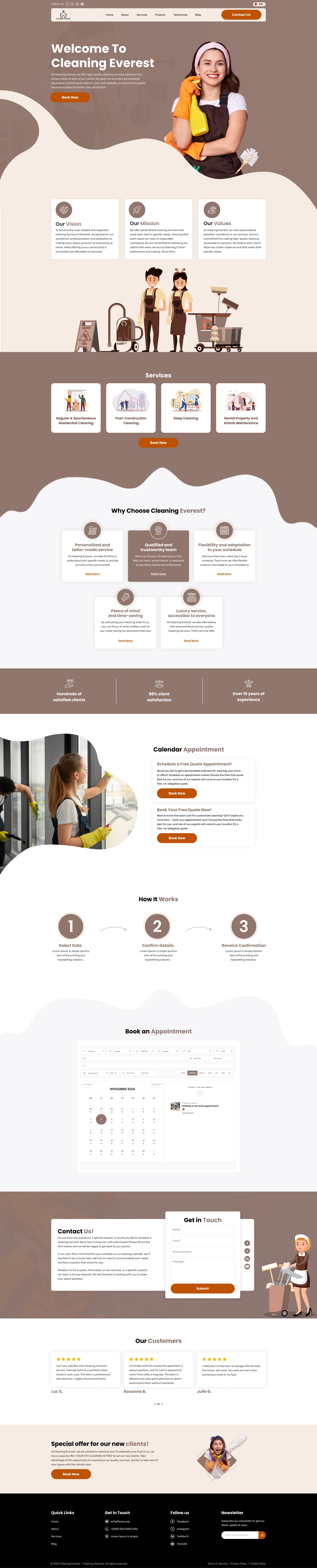 Modern Warmth: Earth-Toned UI/UX for Cleaning Everest Image 0