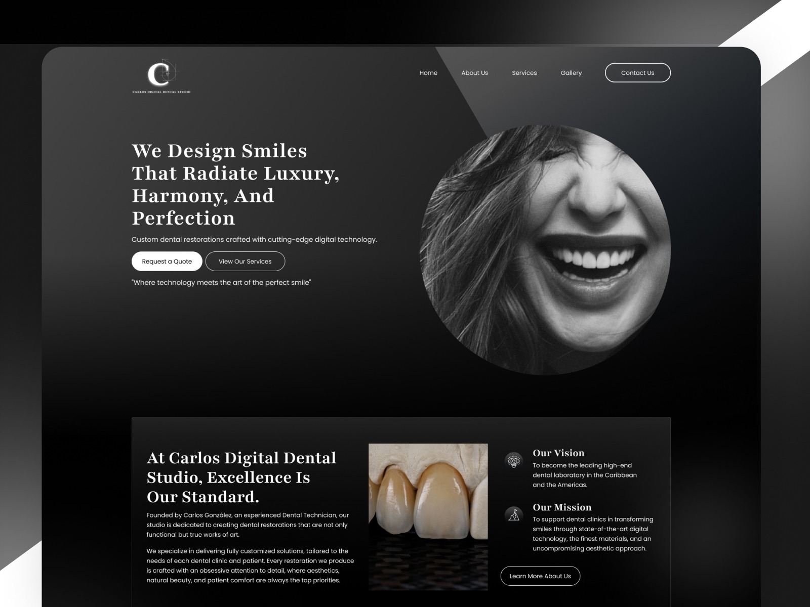 Carlos Digital Dental Studio: High-End UI for Luxury Restorations