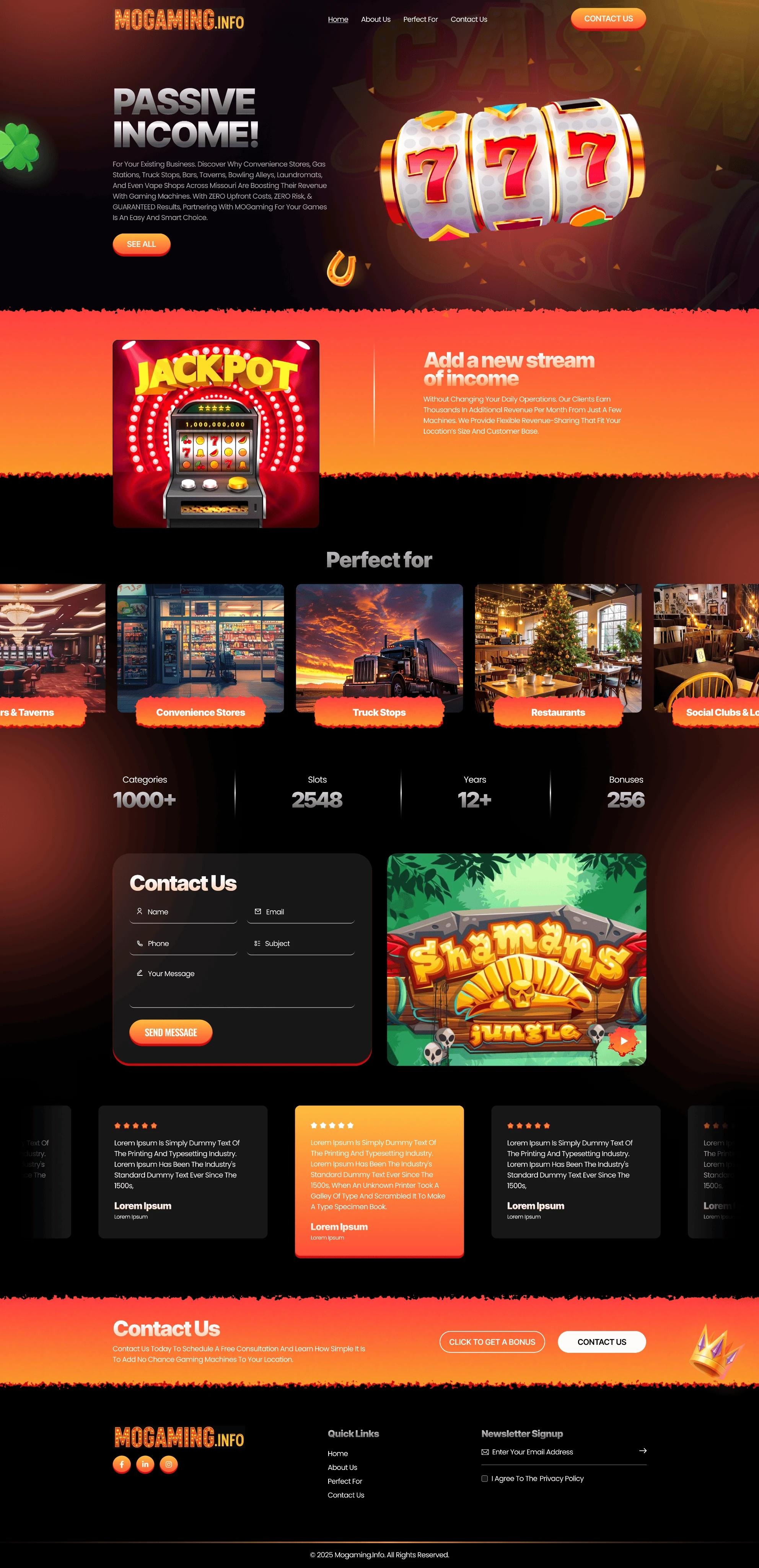 MOGAMING.INFO Gaming Machine Revenue Website Design Image 0