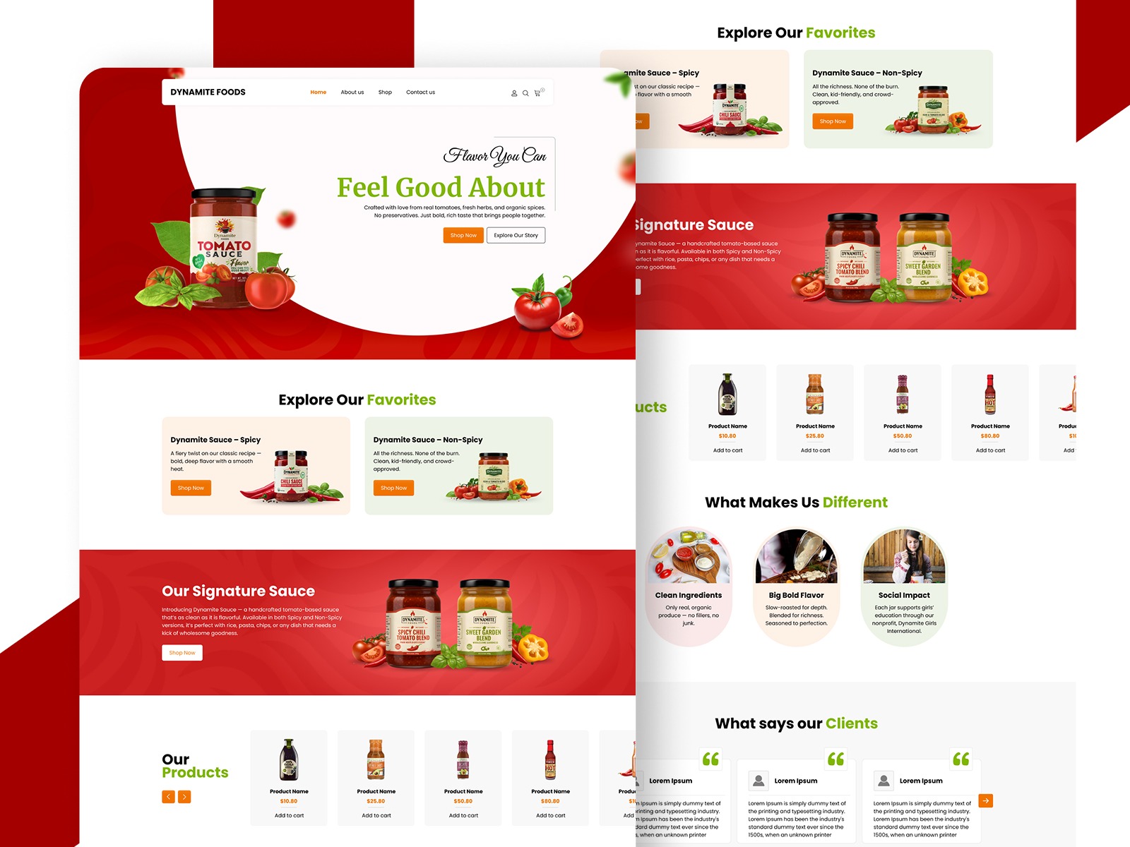 Dynamite Foods E-commerce Website Full Homepage Design