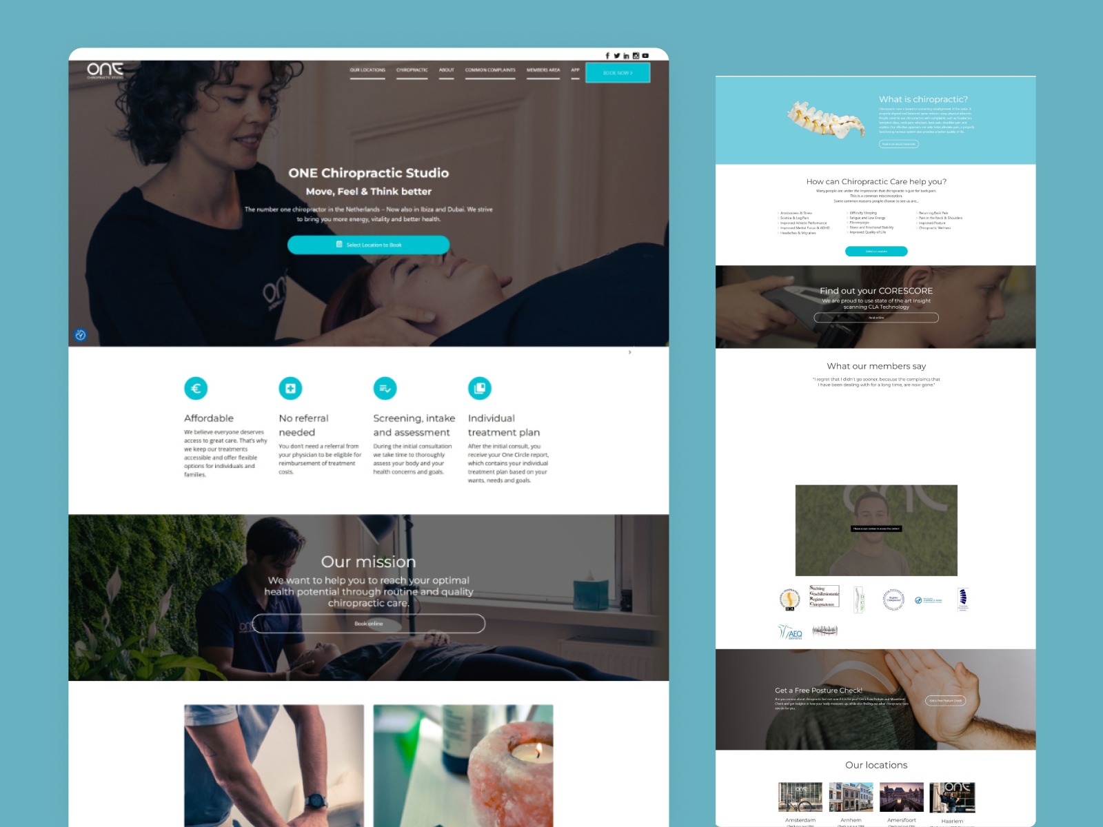 ONE Chiropractic Studio – Healthcare UI Design