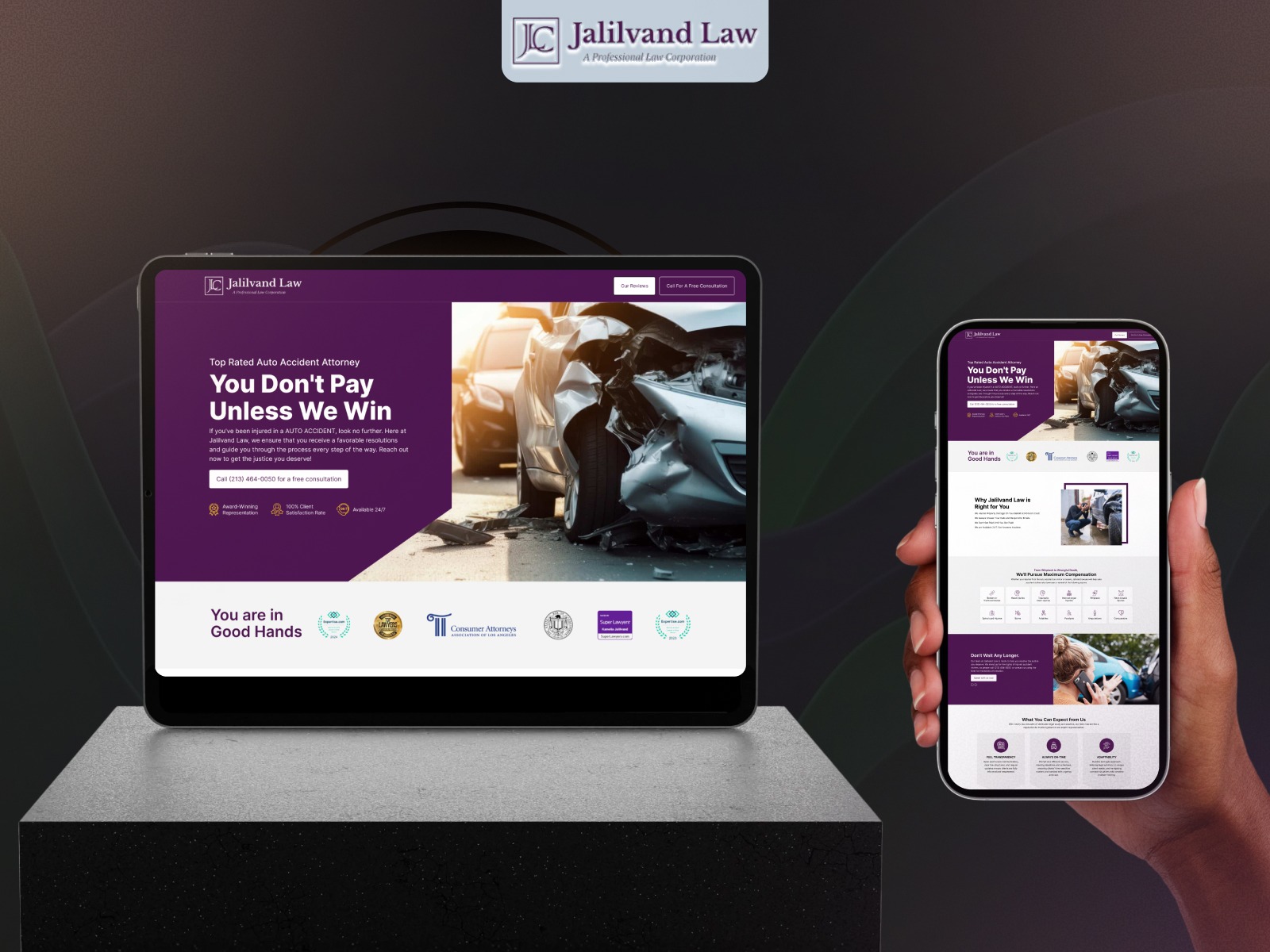 Corporate Attorney Landing Page & Mobile UI