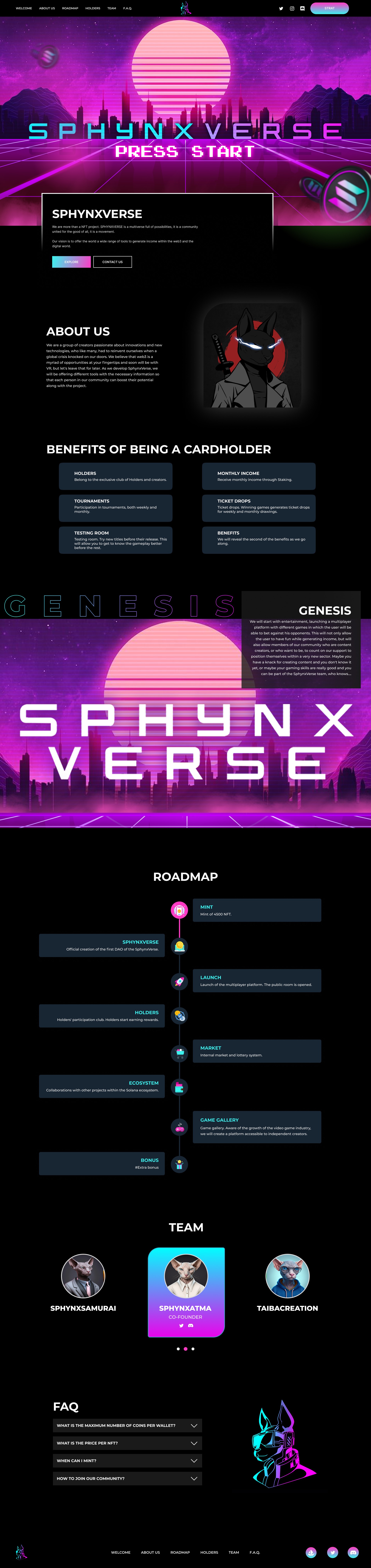 Sphynxverse: Cyberpunk Web3 Landing Page UI Image 0