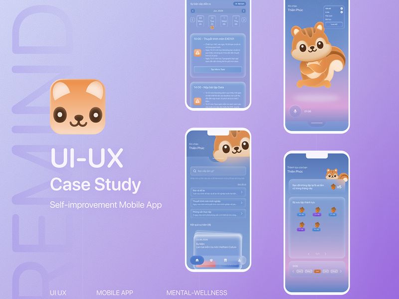 Remind — Self Improvement Mobile App | UI UX Case Study