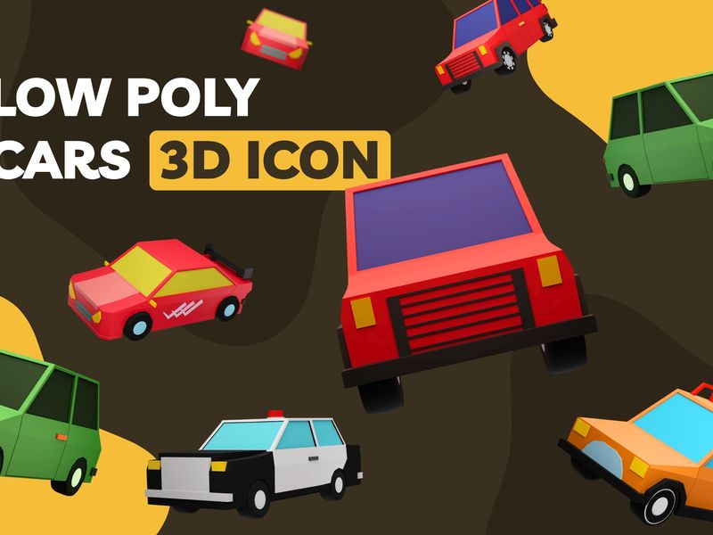 Low Poly Car Free 3D Icon Pack for Designers - Pikkovia