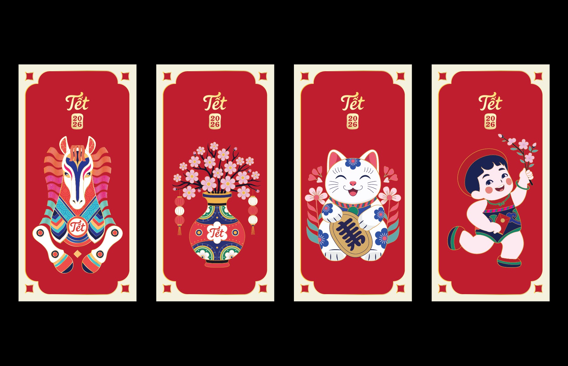Premium Tet Red Envelope Set 2026 – Vector Illustration Image 3