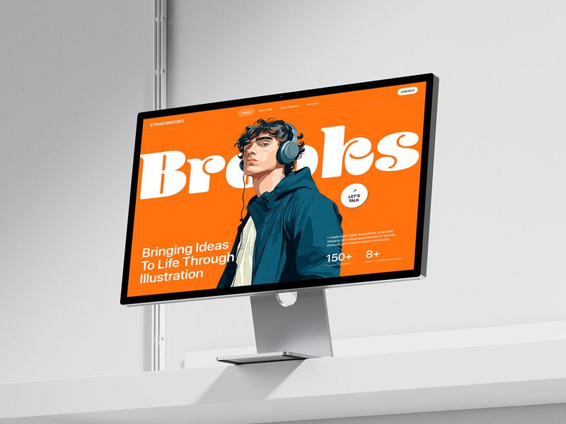Illustrator Portfolio Website Hero Section | Personal Brand