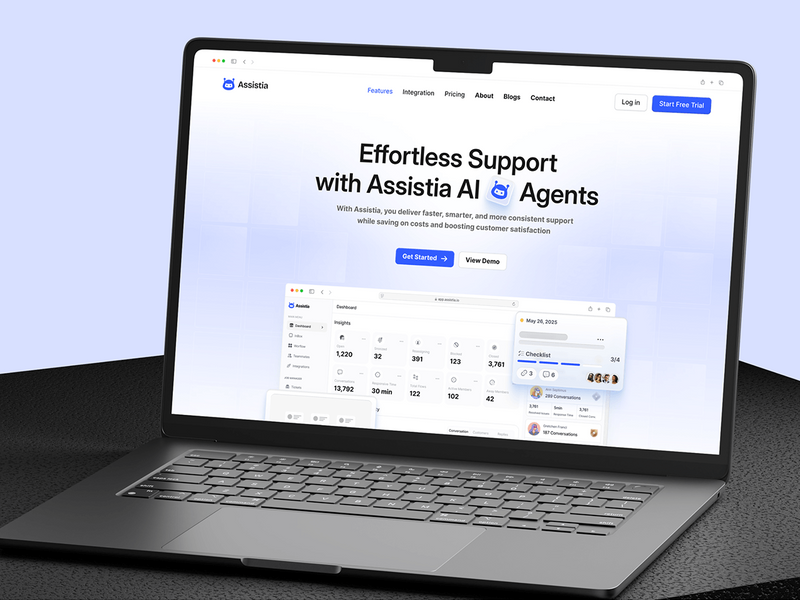 Assistia - AI Startup & SaaS Website UI/UX Design