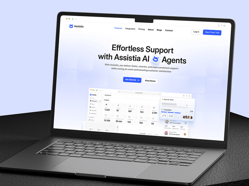 Assistia - AI Startup & SaaS Website UI/UX Design