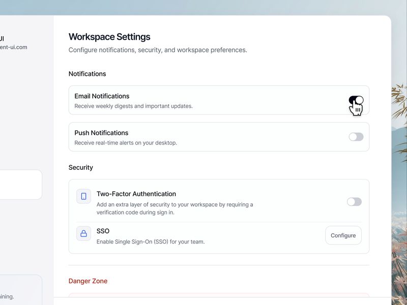 Workspace Settings - Consistent UI