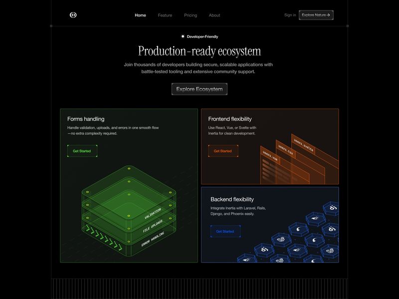 ⚡ Developer Ecosystem Section — Dark Mode UI Design
