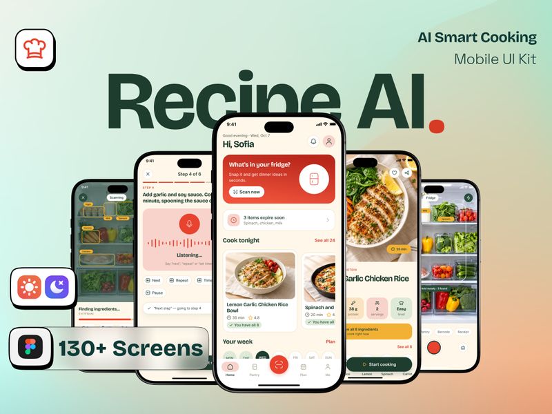 Recipe AI: Smart Cooking App - Mobile UI Kit - Mobile design asset by UI8