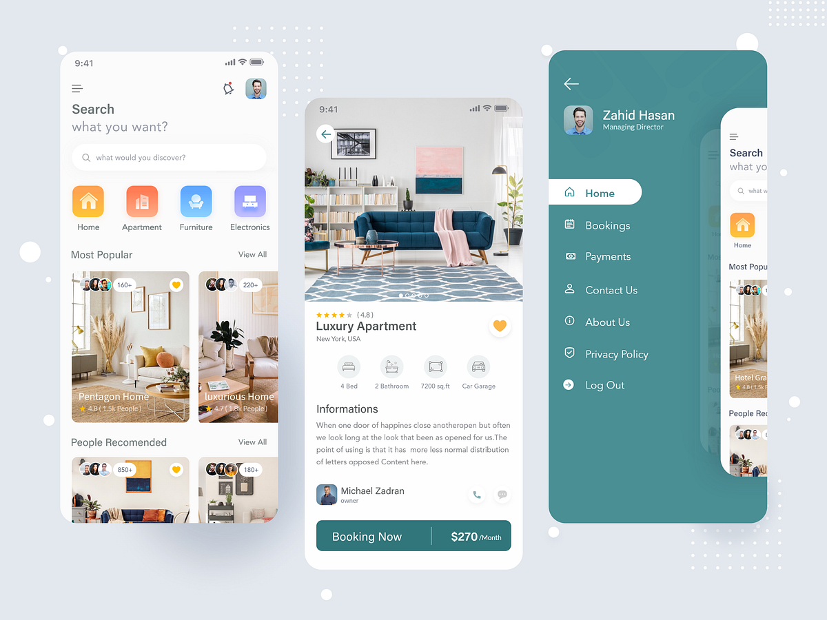 Apartment Rental App | Real Estate Booking UI Design Image 0