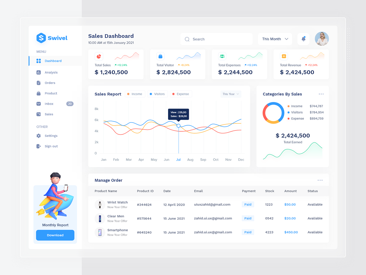 Freelancer Management Dashboard UI | SaaS Platform Design
