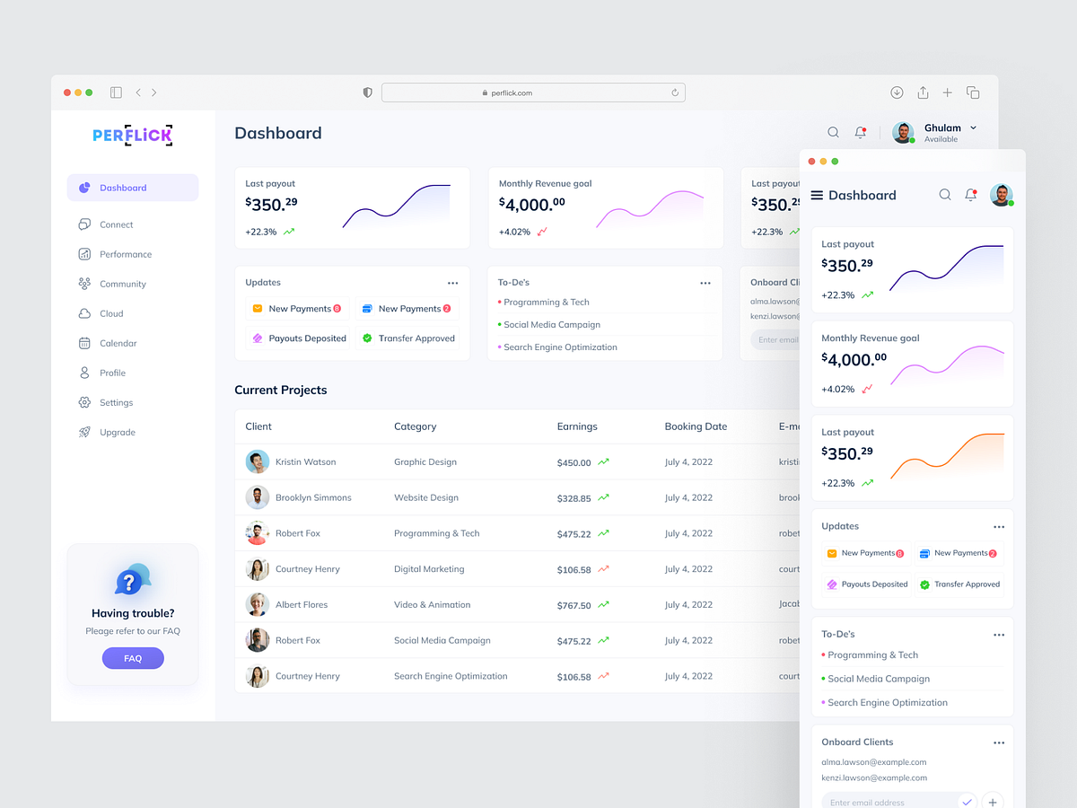 Freelancer Management Dashboard UI | SaaS Platform Design Image 0