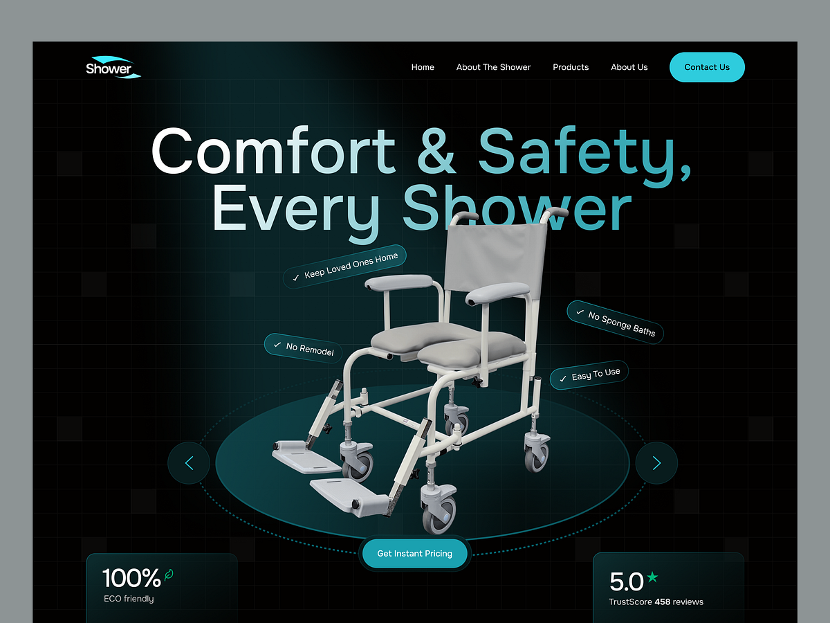 Accessible Shower Chair Website | Bathroom Safety Product Design Image 0