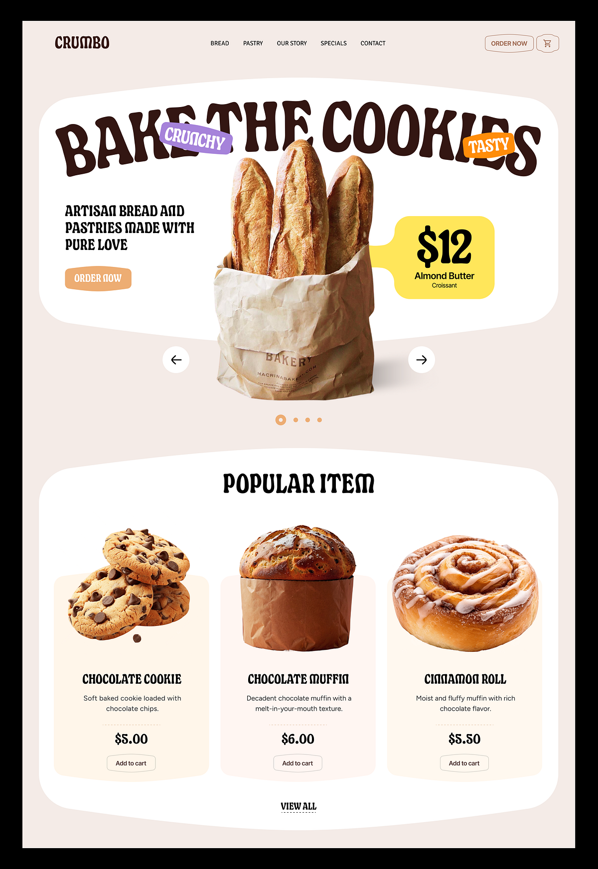 Crumbo Bakery – Artisan Bread & Pastry Landing Page Design Image 2