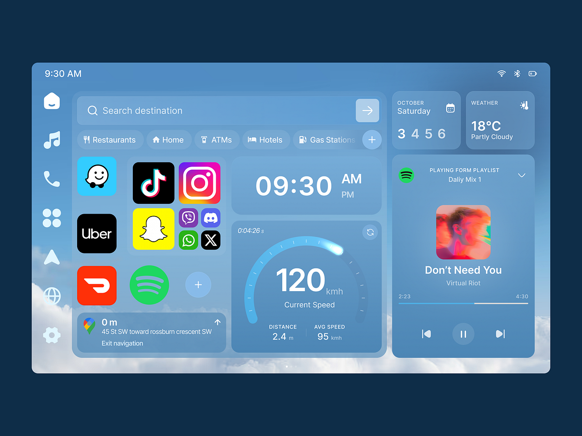 Smart Car Dashboard UI Concept
