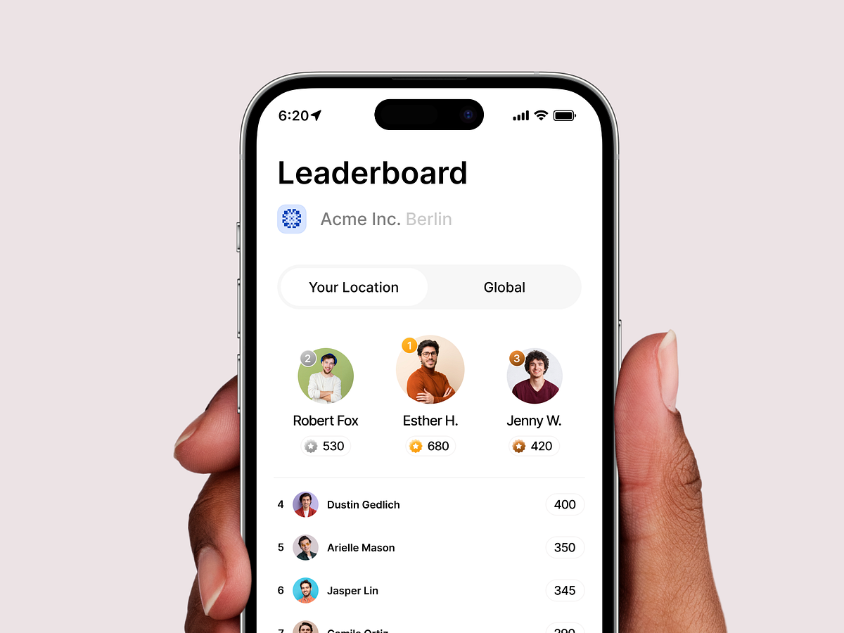 Leaderboard Mobile App UI Design