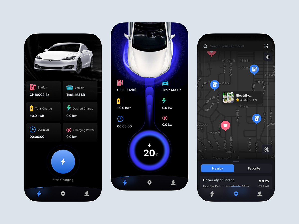 EV Charging App-Dark UI Concept
