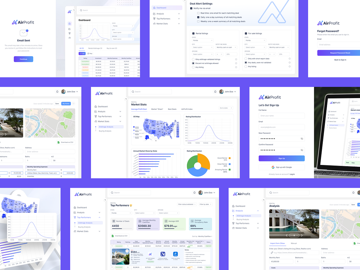 AirProfit We-application UI & Analytics Dashboard
