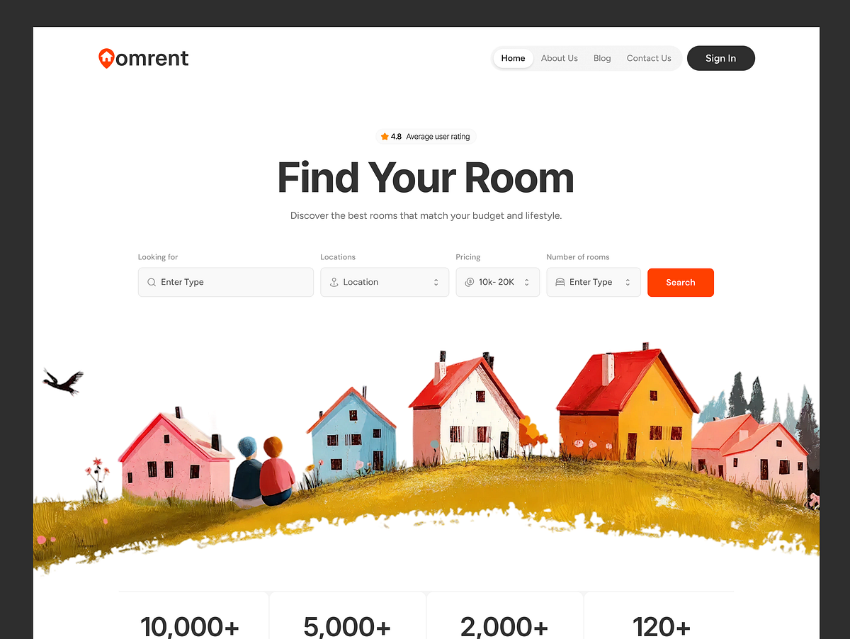 Omrent – Room Rental Landing Page