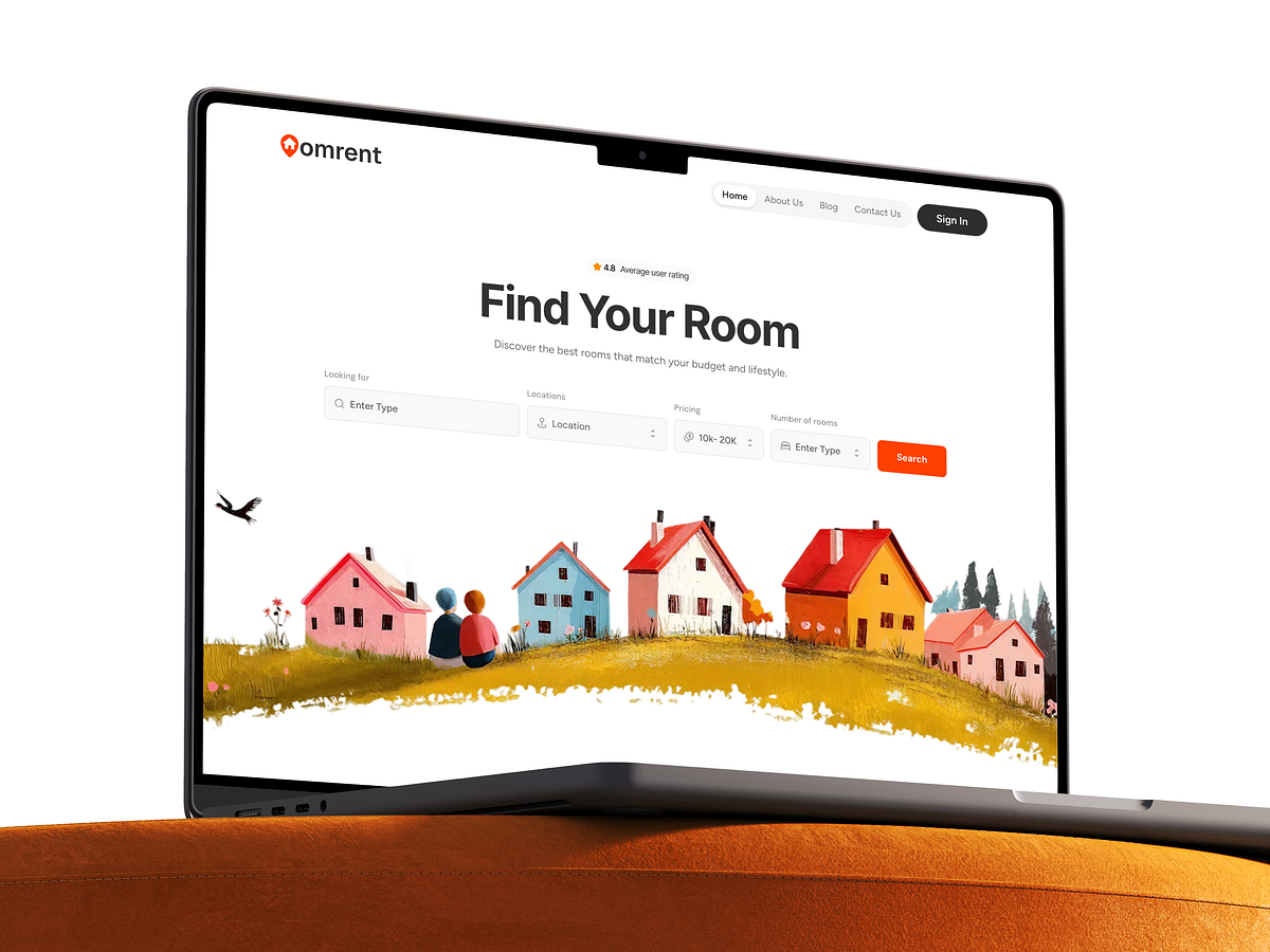 Omrent – Room Rental Landing Page Image 1