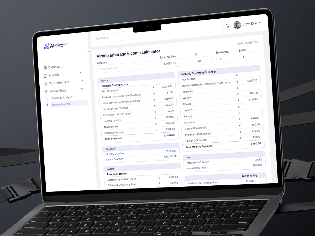 AirProfit Investment & Income Calculator Dashboard UI Image 2