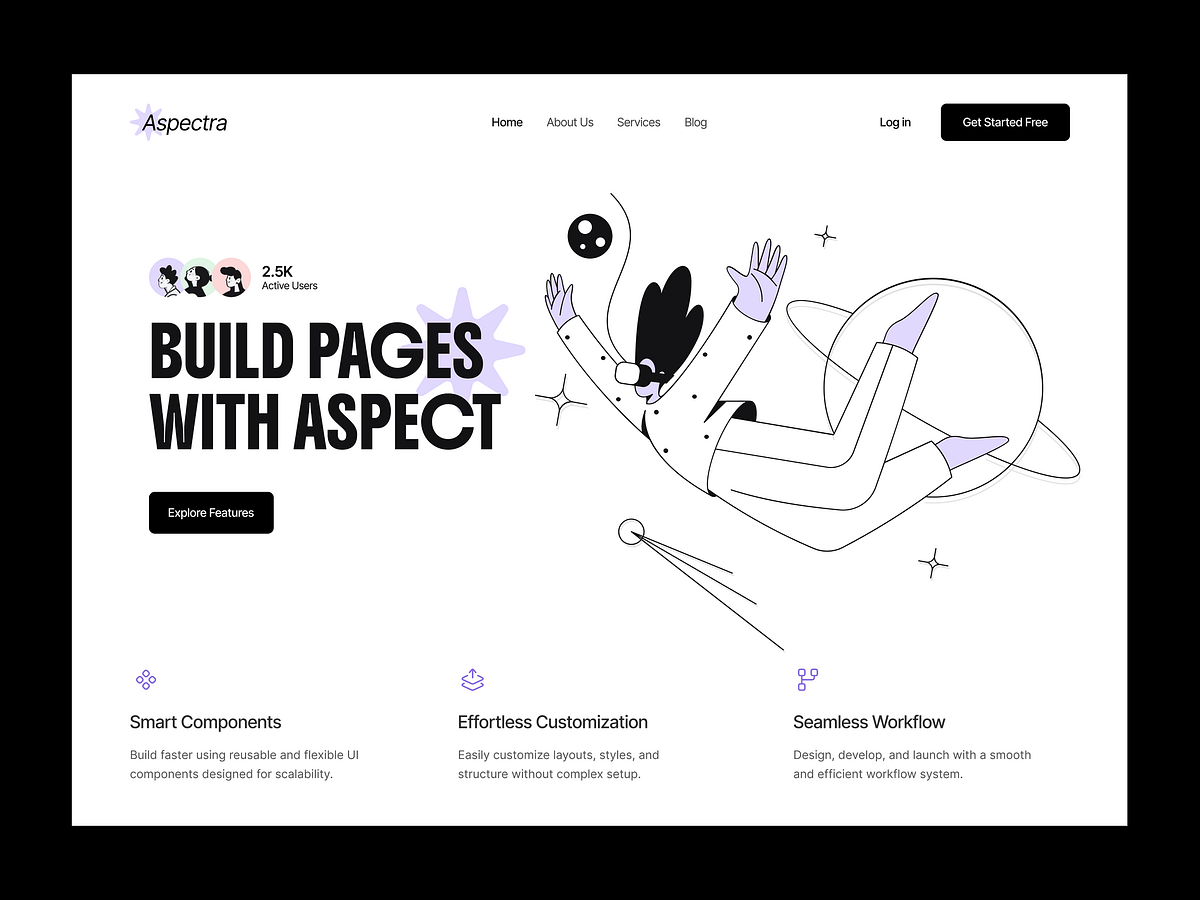 Modern Website Builder Landing Page UI with Minimal Illustration Image 0