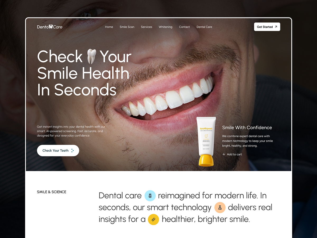 AI Dental Care Landing Page with Smile Scan Feature