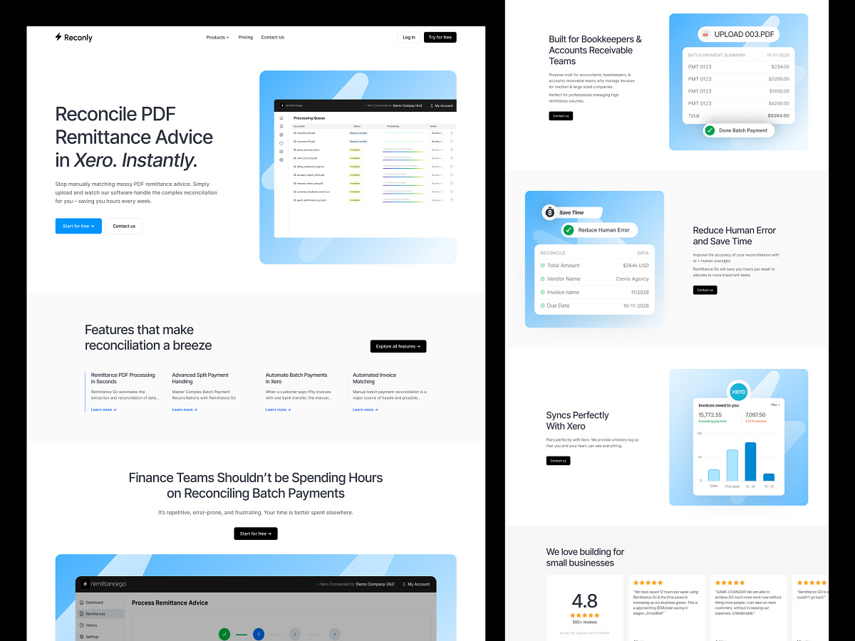 SaaS Landing Page for Finance Automation & Reconciliation Image 0