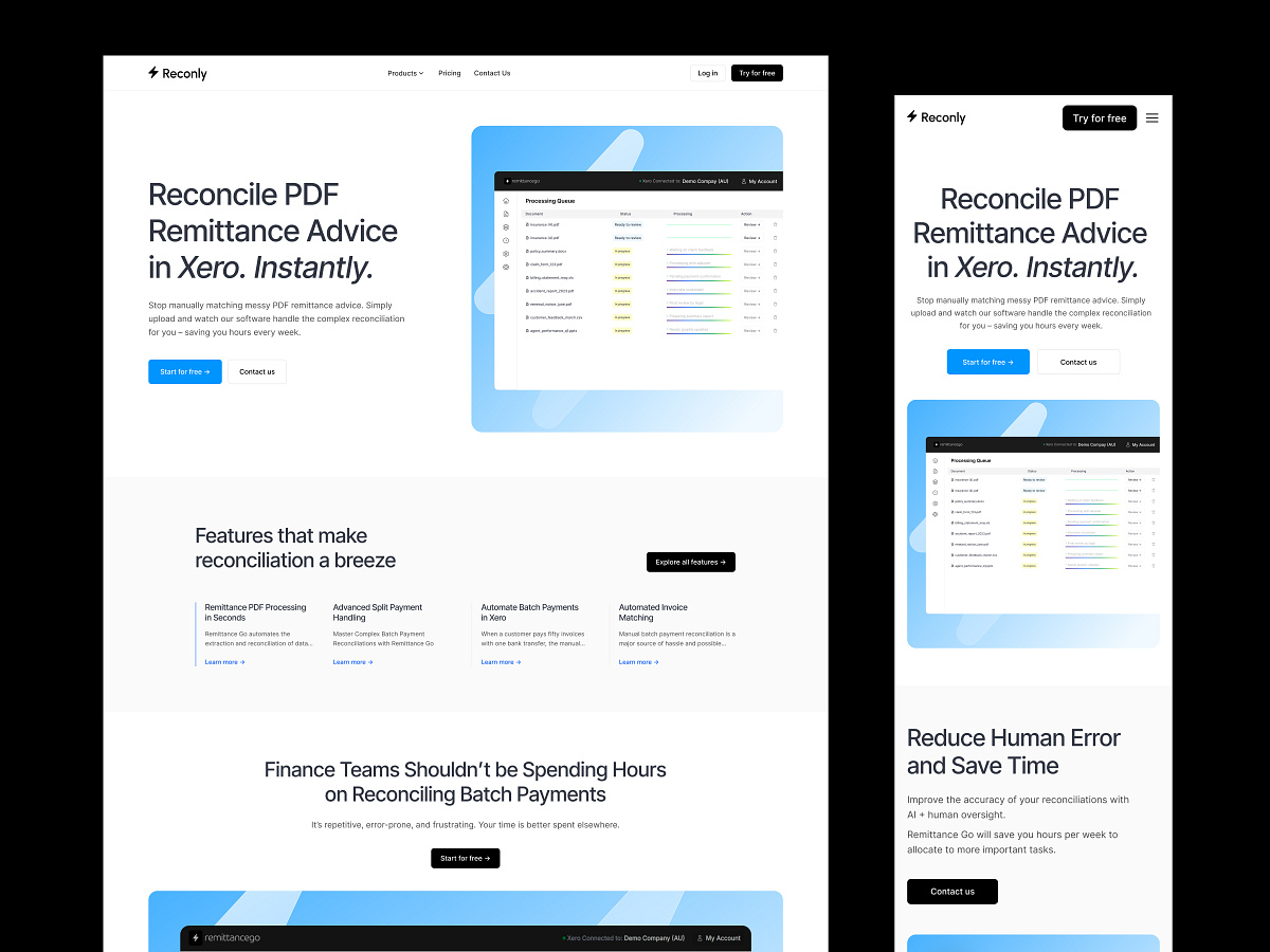 SaaS Landing Page for Finance Automation & Reconciliation Image 1