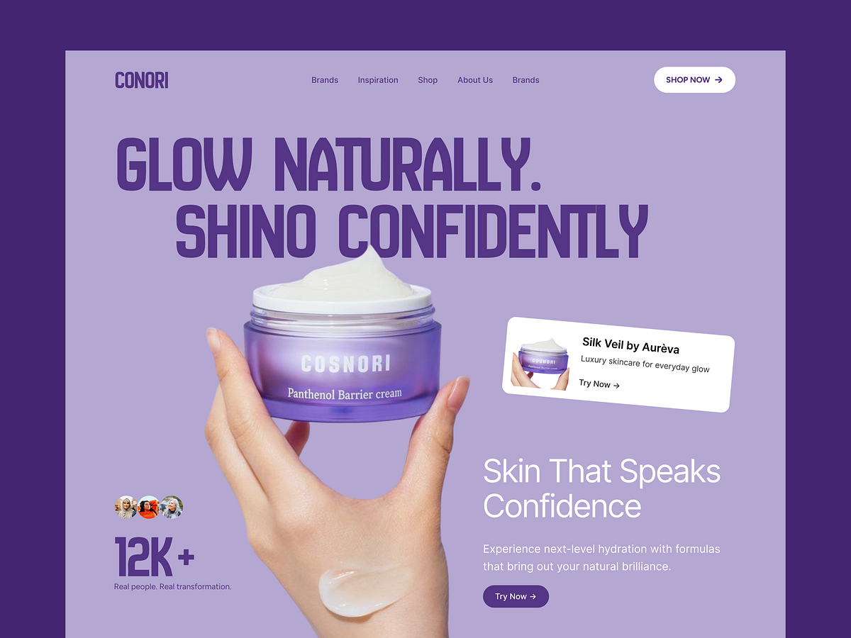 Skincare Landing Page UI — Beauty Product Hero Section
