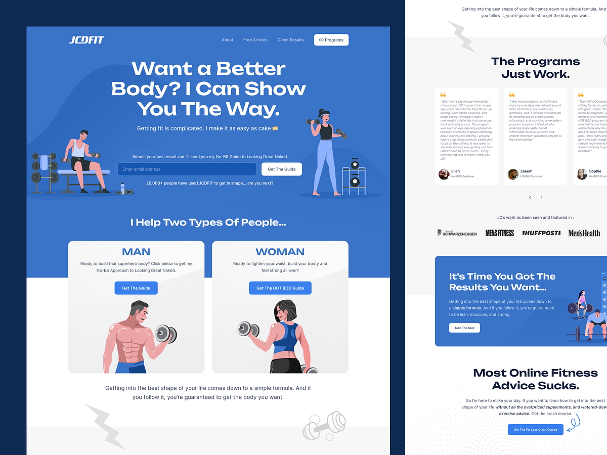 Fitness Landing Page UI — Desktop Website Design